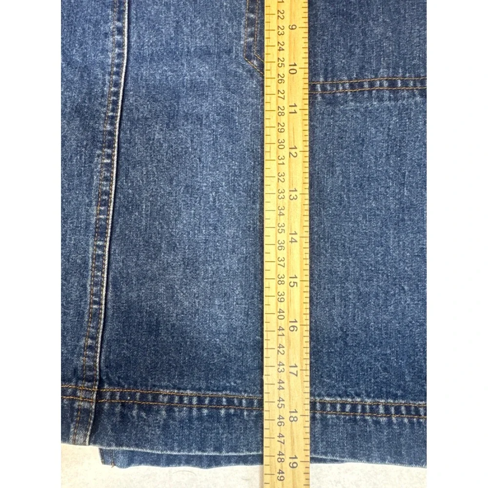 Lauren Ralph Lauren Denim Mini Skirt Medium Wash Cinch Back Pockets Size 10